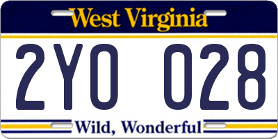 WV license plate 2YO028