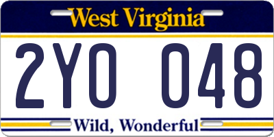 WV license plate 2YO048