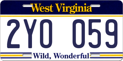 WV license plate 2YO059
