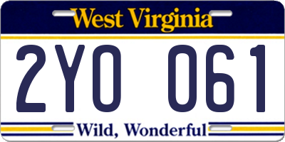 WV license plate 2YO061