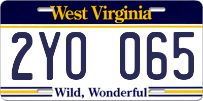 WV license plate 2YO065