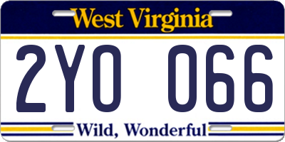 WV license plate 2YO066