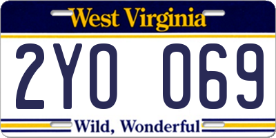 WV license plate 2YO069