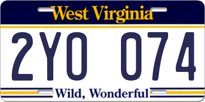 WV license plate 2YO074