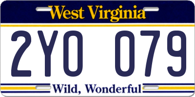 WV license plate 2YO079