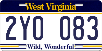 WV license plate 2YO083