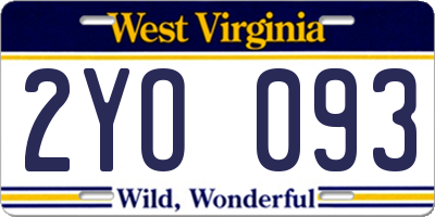WV license plate 2YO093