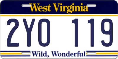 WV license plate 2YO119