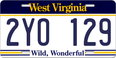 WV license plate 2YO129