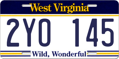 WV license plate 2YO145