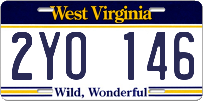WV license plate 2YO146