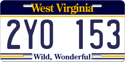 WV license plate 2YO153
