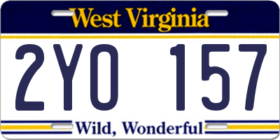 WV license plate 2YO157