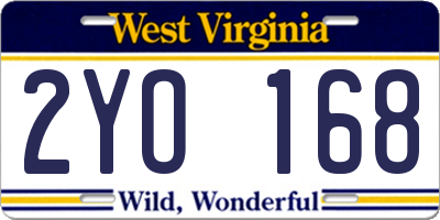 WV license plate 2YO168