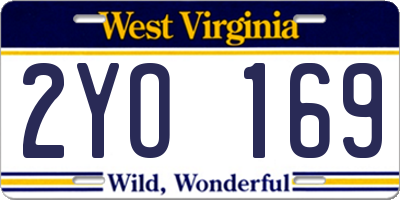 WV license plate 2YO169
