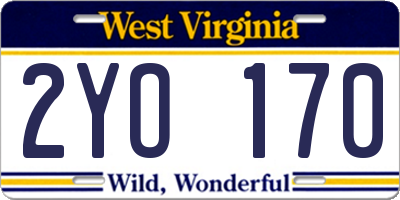 WV license plate 2YO170