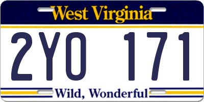 WV license plate 2YO171