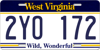 WV license plate 2YO172