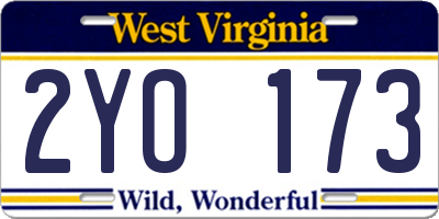 WV license plate 2YO173