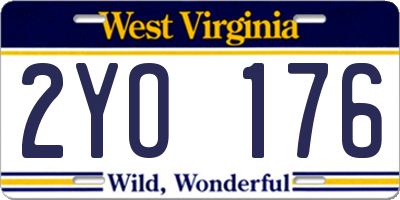WV license plate 2YO176