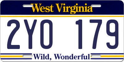 WV license plate 2YO179
