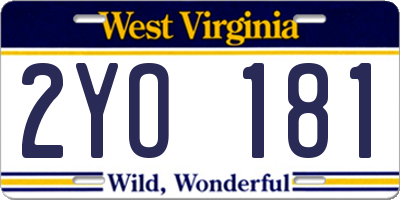 WV license plate 2YO181