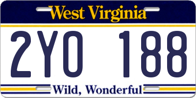 WV license plate 2YO188