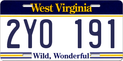 WV license plate 2YO191