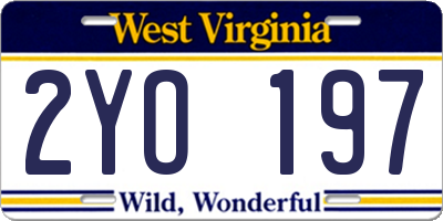 WV license plate 2YO197