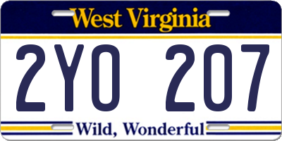 WV license plate 2YO207