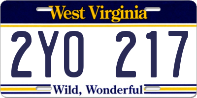 WV license plate 2YO217