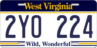 WV license plate 2YO224
