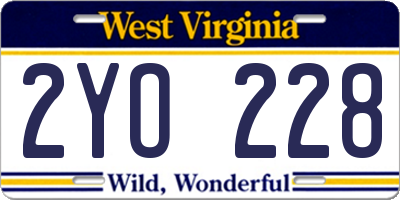 WV license plate 2YO228