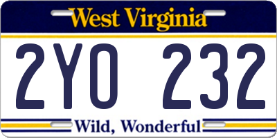 WV license plate 2YO232