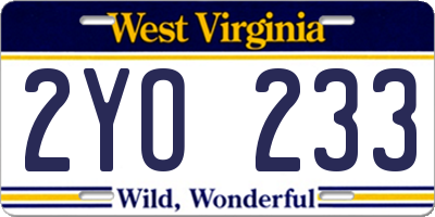WV license plate 2YO233