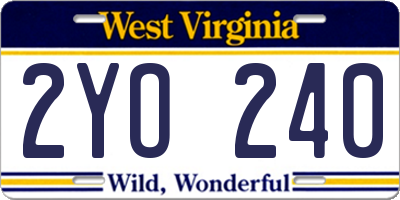 WV license plate 2YO240