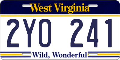 WV license plate 2YO241