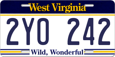 WV license plate 2YO242