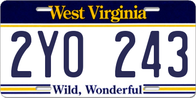 WV license plate 2YO243