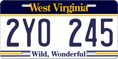 WV license plate 2YO245