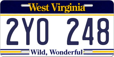 WV license plate 2YO248