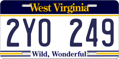 WV license plate 2YO249
