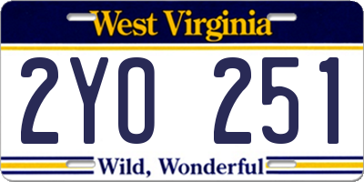WV license plate 2YO251