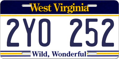 WV license plate 2YO252