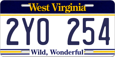 WV license plate 2YO254