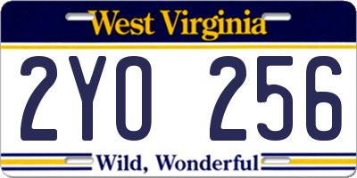 WV license plate 2YO256