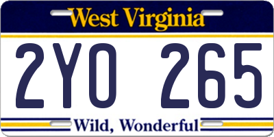WV license plate 2YO265