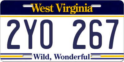 WV license plate 2YO267