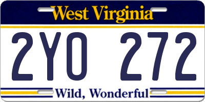 WV license plate 2YO272