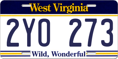 WV license plate 2YO273